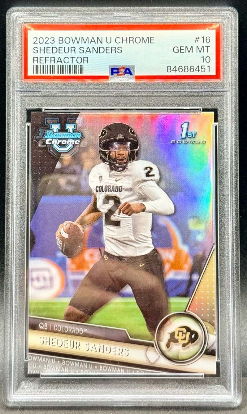 Shedeur Sanders Bowman U Chrome Refractor 1st Bowman Colorado Buffaloes PSA 10